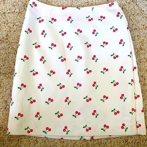 Eagles Eye white skirt with pink cherries